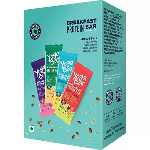 Yoga bar Breakfast Protein Variety Bar - Almond Coconut, Apricot & Fig,  Blueberry, Apple Cinnamon, 50 g Pack of 6 - AnyFeast INDIA