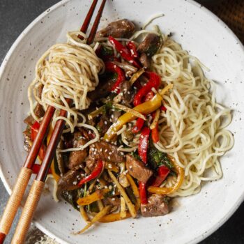 Miso Udon Noodles with Chili Beef