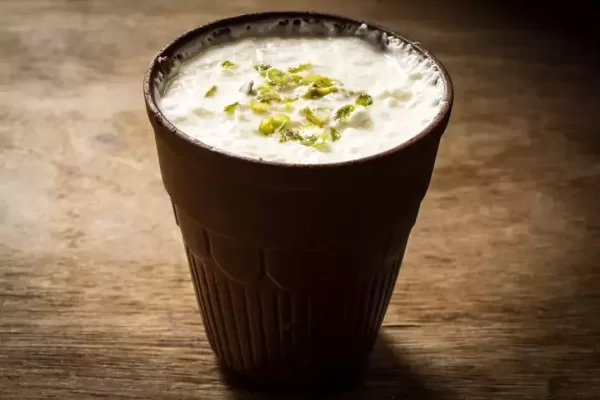 Authentic Indian cold drink made up of curd and milk called lassie