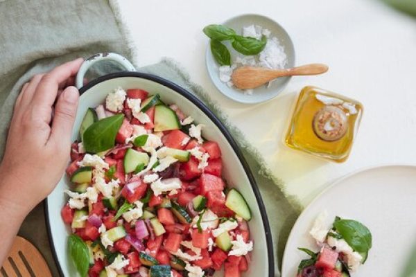 refreshing yellow watermelon & feta cheese salad recipe